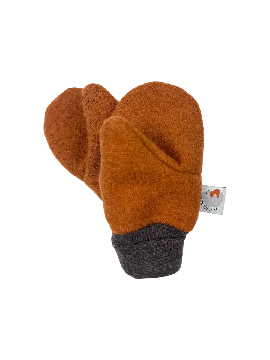 Guanti in lana cotta bio-merino Oskar color rame
