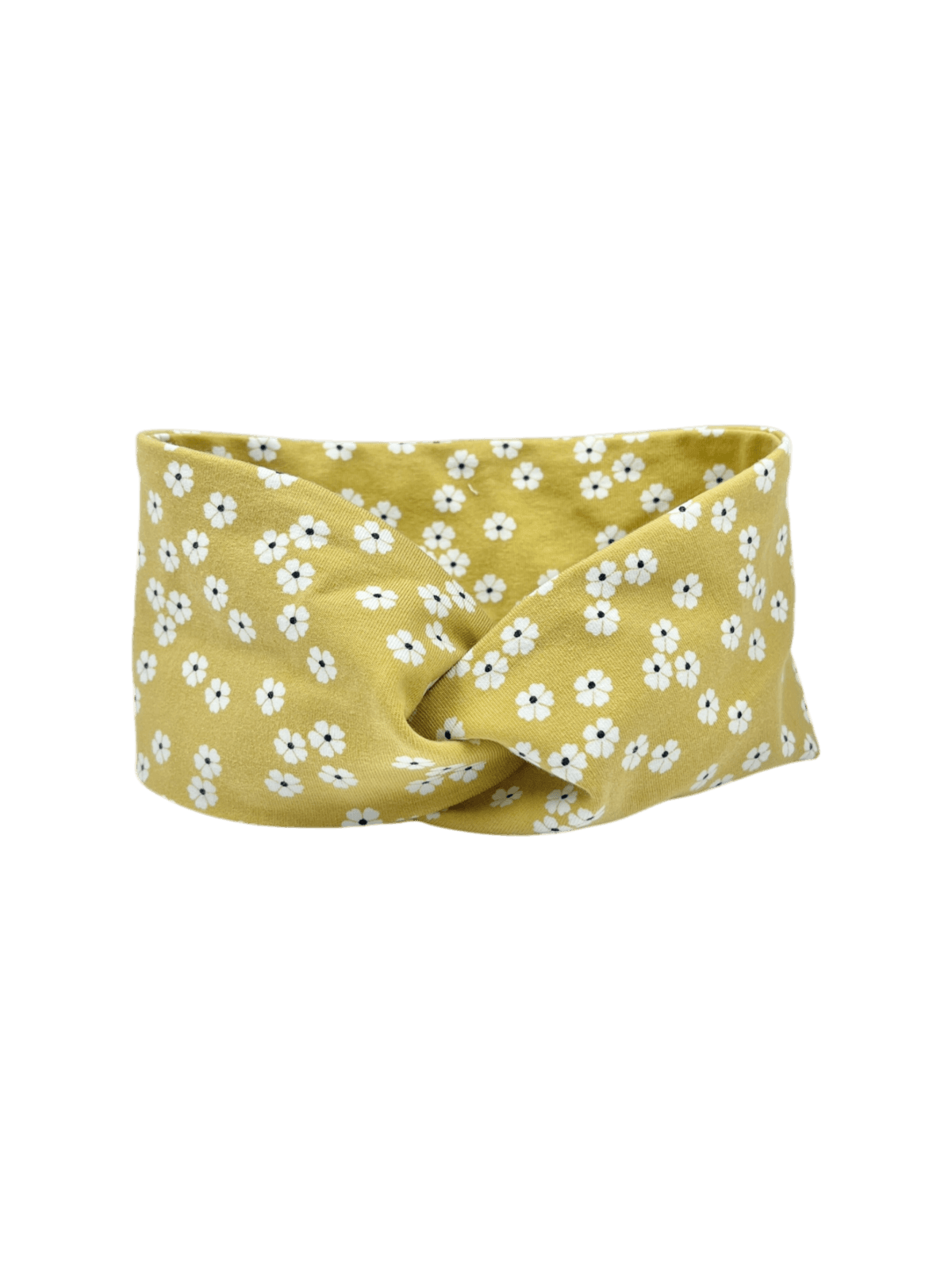 Bio-Stirnband mit Twist Smilla Blümchen Senf